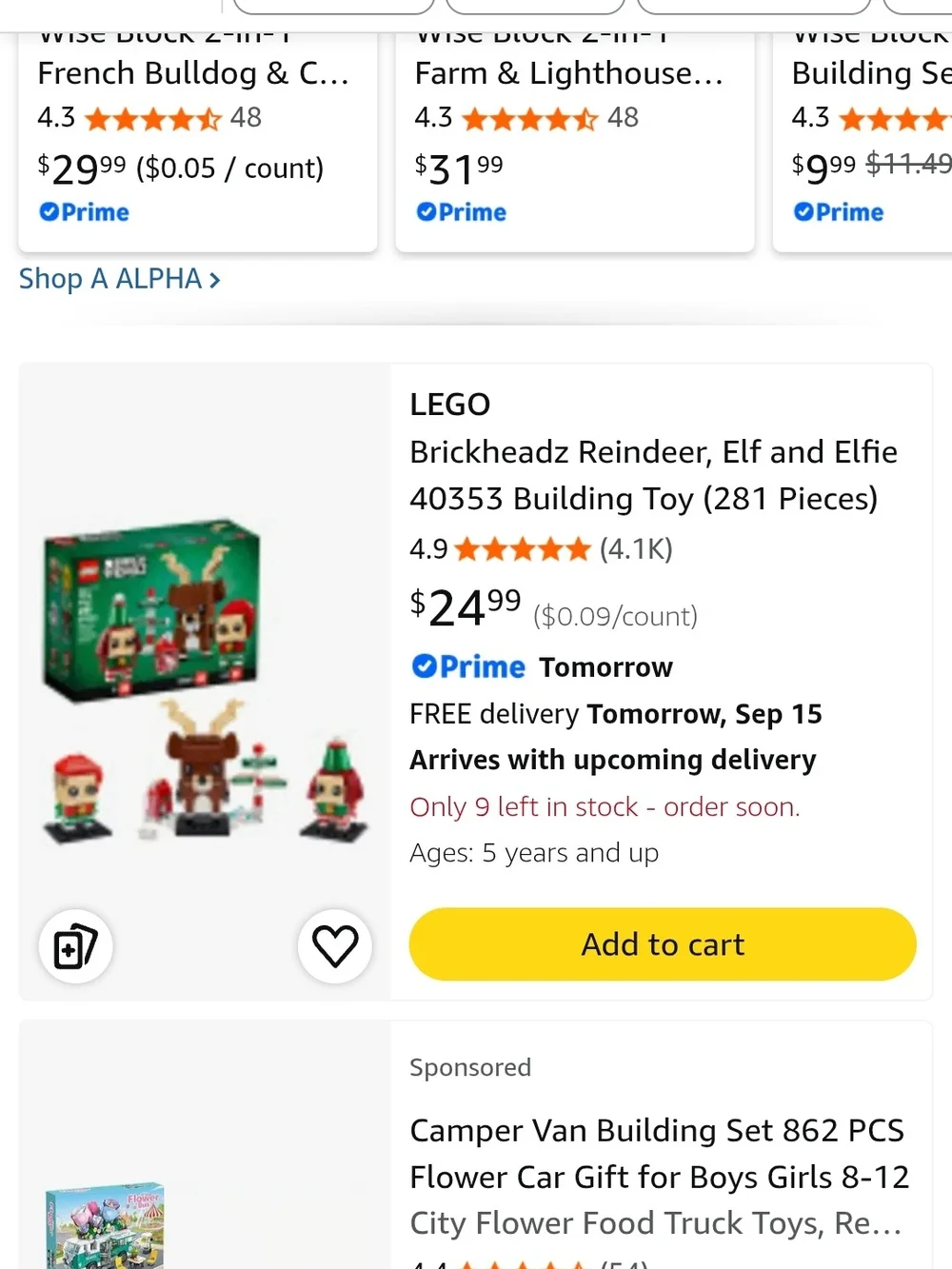 LEGO BrickHeadz Holiday Elf & Reindeer Set - Red, Brown